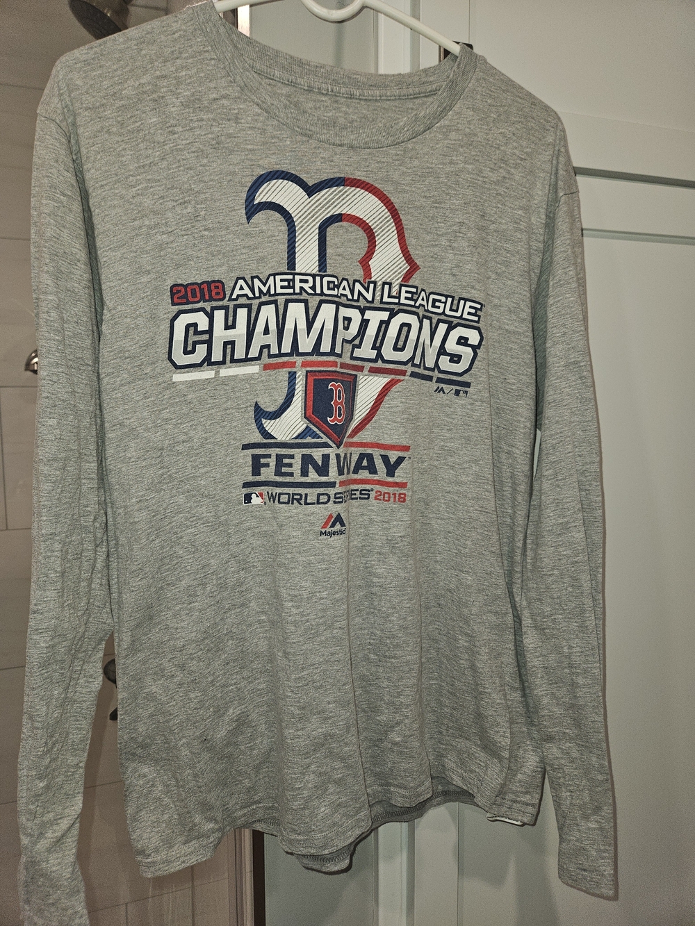 Boston Red Sox Gray "2018 American League Champions" Long Sleeve Crewneck